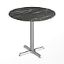 Flash Furniture TopGuard 31.25" Round Wood Restaurant Dining Table with X-Base, Black Faux Marble/Silver Base (STRD31BMAT2222S)~#|#~09F54420-A37A-4DD6-AFA2EF428C2ADF97_sc7