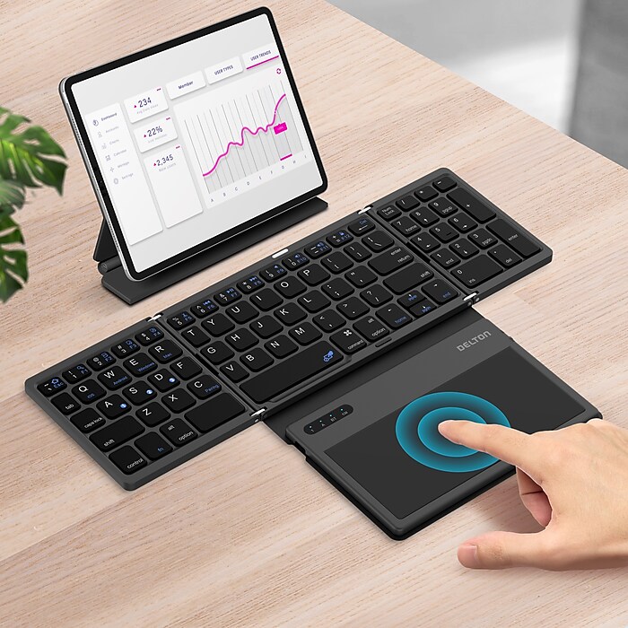 Delton F92 Foldable Portable Wireless Keyboard with Touchpad