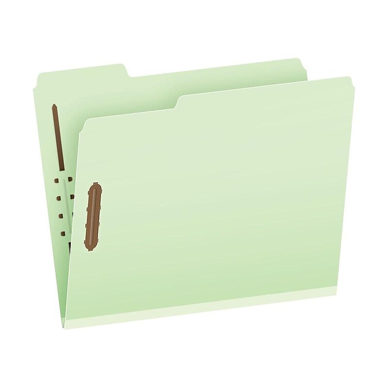Pendaflex Recycled Pressboard Fastener Folders, 1/3-Cut Tab, Letter Size, Light Green, 25/Box (24934R) image 1