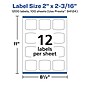 Avery Laser/Inkjet Multipurpose Labels, 2.1875"  x 2", Matte White, 1200/Box (94124)~#|#~09FBEAD1-C47E-4042-B1C25222094647F3_sc7