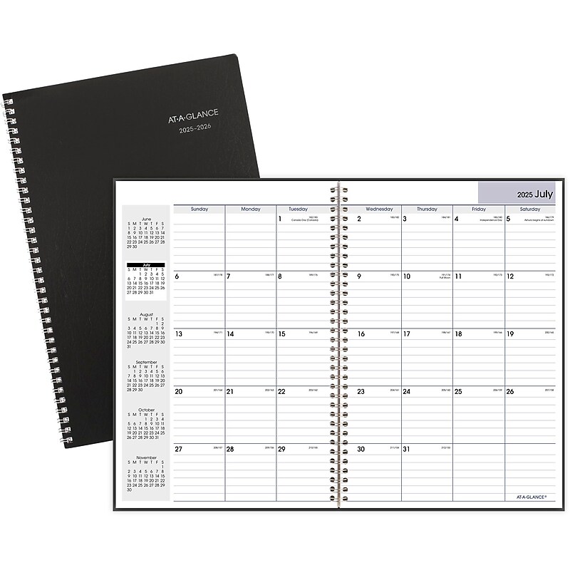 2025-2026 AT-A-GLANCE DayMinder 8" x 12" Academic Year Monthly Planner, Faux Leather Cover, Black (AY2-00-26) image 1
