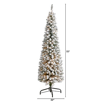 Nearly Natural 6' Flocked Pencil Artificial Christmas Tree - Thumbnail 2