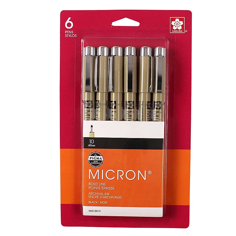 Sakura Pigma Micron Pens, Black, 6/Pack (SAK50131) image 1