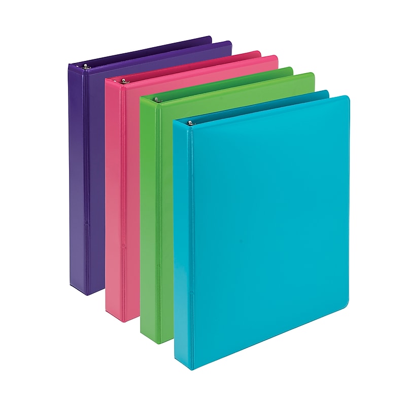 Samsill Earth's Choice Plant-Based 1" Durable View Binders, 3-Ring, Made in USA, Assorted Fashion Colors, 4/Pack (MP48639) image 1