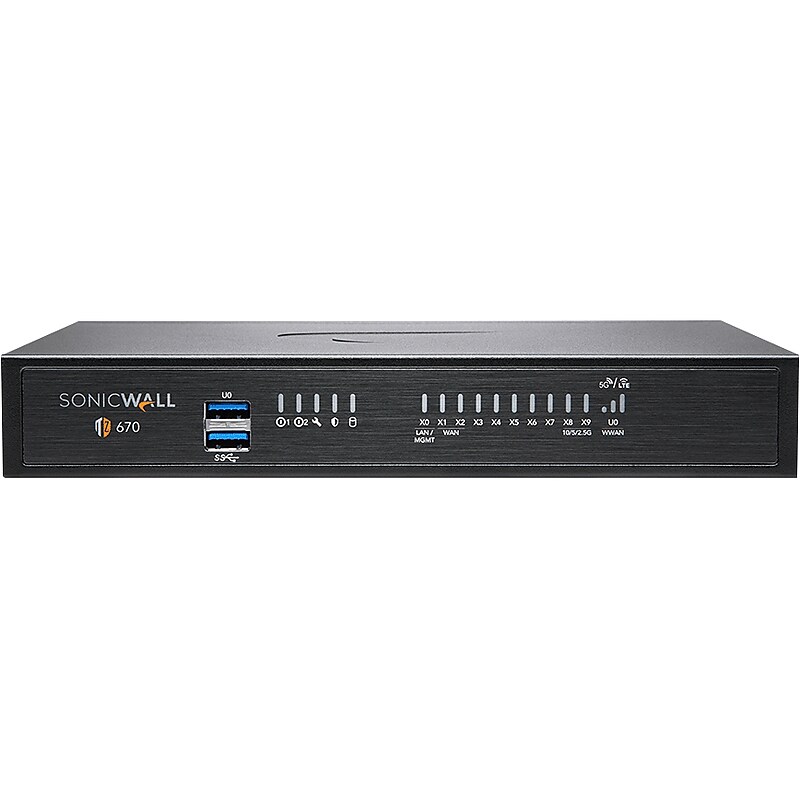 Sonicwall TZ670 Next-Generation Firewall with 1 Year Support Service, Desktop (02-SSC-5858) image 1