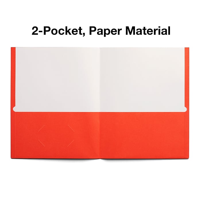 Staples Smooth 2-Pocket Paper Folder, Orange, 25/Box (27535-CC