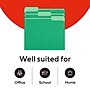 Staples File Folders, Letter Size, 1/3‑Cut Tabs, Assorted Positions, Green, Durable Paper Stock, 100/Pack~#|#~0A0EF1A5-FDF1-4765-8900C7EF4FDC29A1_sc7