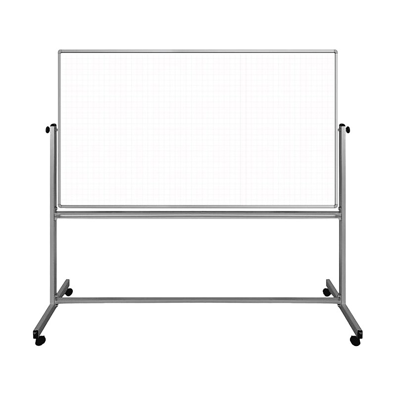 Luxor Dry-Erase Mobile Combination Ghost Grid/Whiteboard, Aluminum Frame, 40" x 72" (MB7240LB) image 1