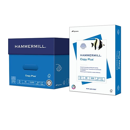Hammermill Copy Plus Paper 8 5 X 11 Lbs White 500 Sheets Ream 10 Reams Carton Staples