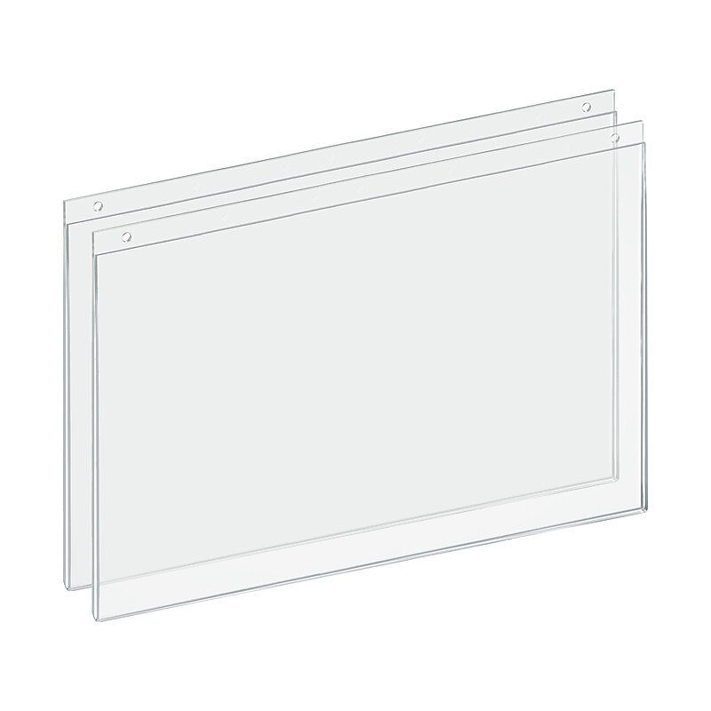 Azar Sign Holder, 17" x 11", Horizontal, Wall Mounted, Clear Acrylic, 2/Pack (162709-2PK) image 1