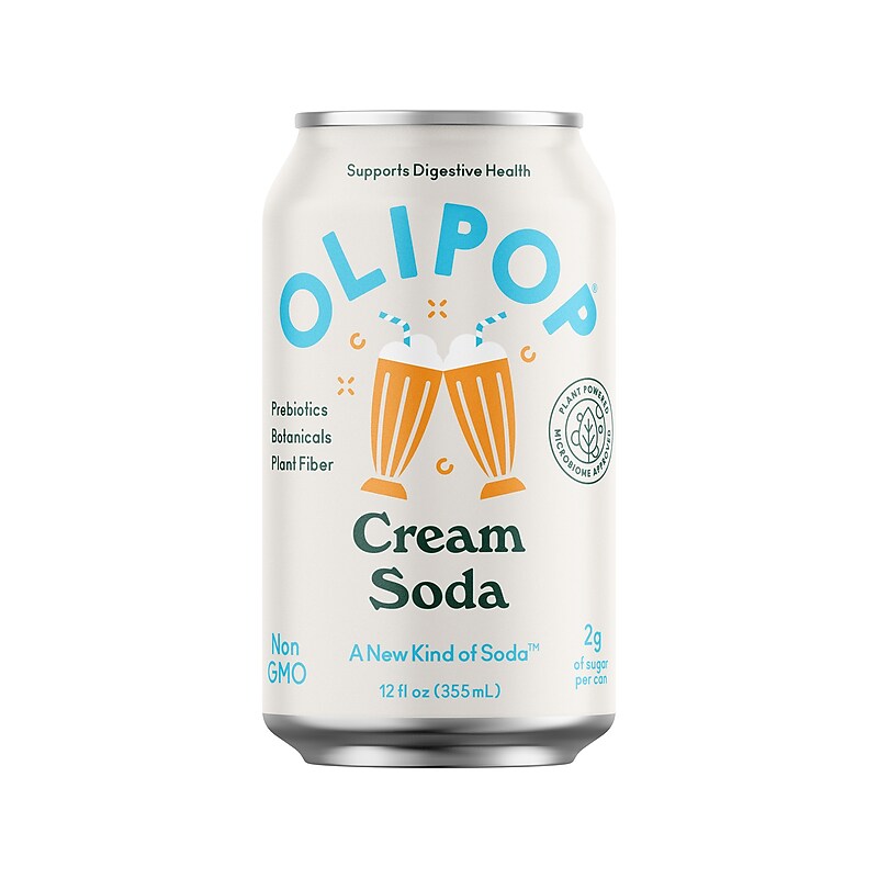 Olipop Prebiotic Cream Soda, 12 fl. oz., 12 Cans/Case (ICO70289) image 1