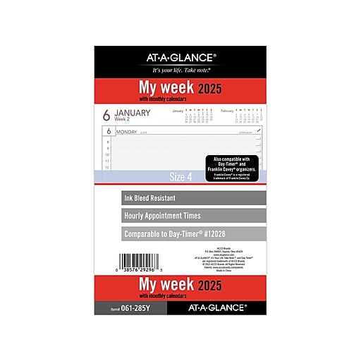 2025 ATAGLANCE 5.5" x 8.5" Weekly & Monthly Planner Refill, White