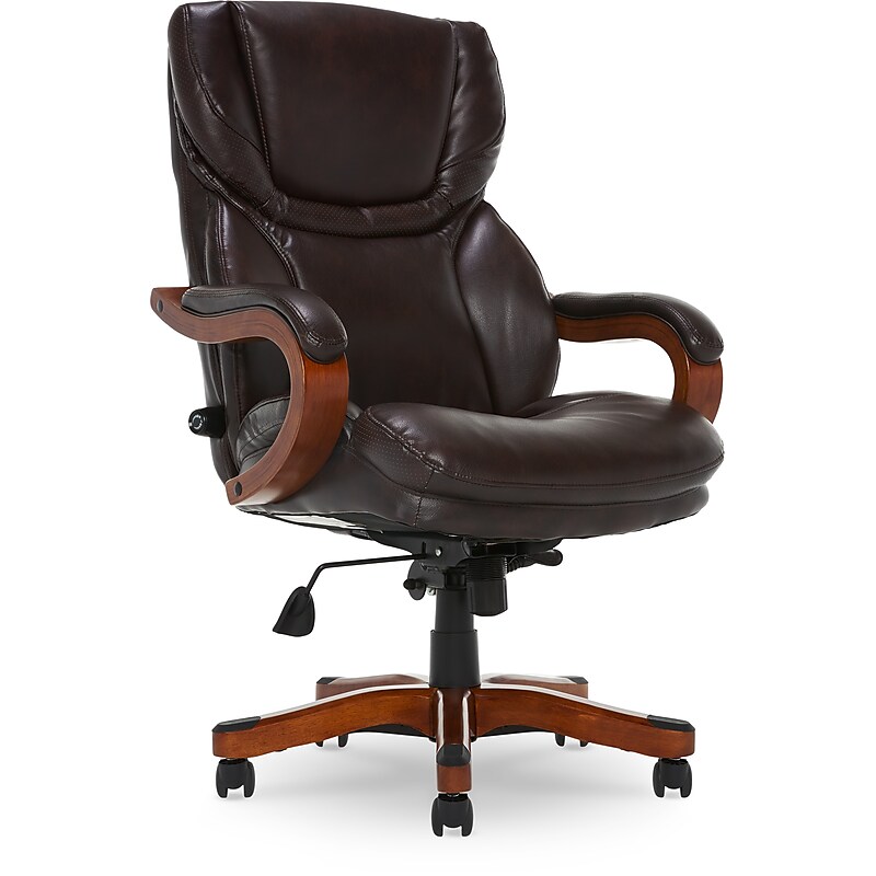Serta Big and Tall Ergonomic Bonded Leather Swivel Executive Chair, Light Brown (43506A) image 1