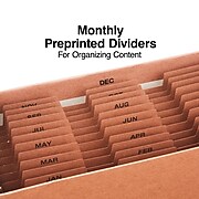 Staples® Heavy Duty Reinforced Accordion File, Monthly Index, 12-Pocket, Legal Size, Brown (595370)