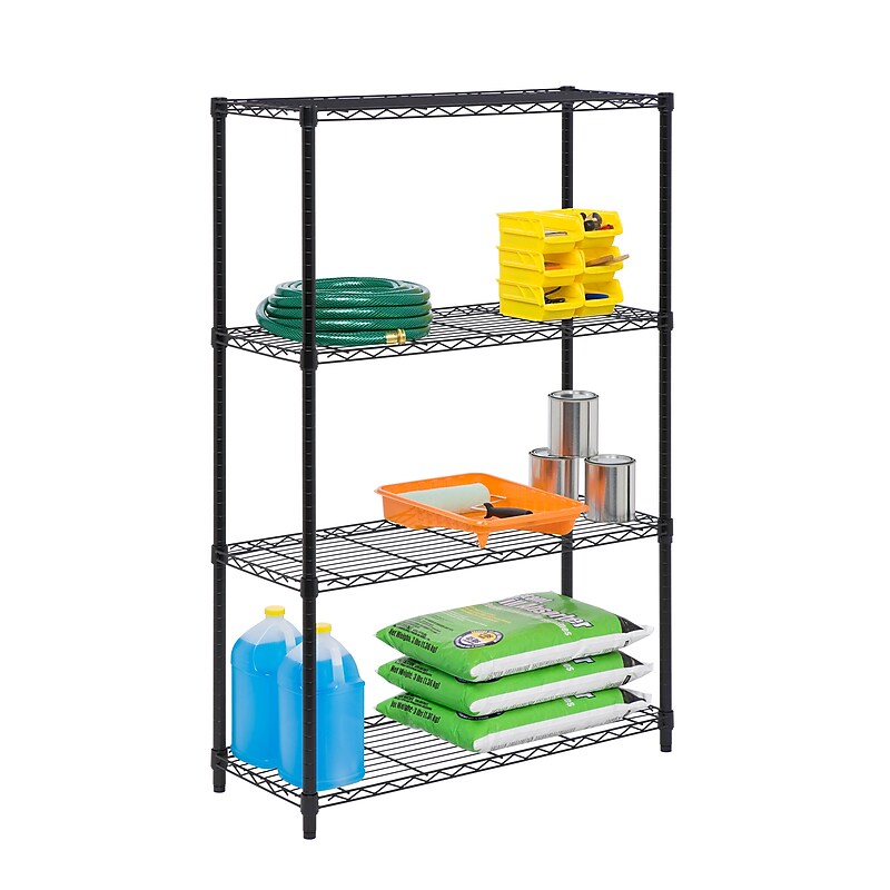 Honey-Can-Do 4-Tier 250lb. Capacity Shelving Unit, Black (SHF-01908) image 1