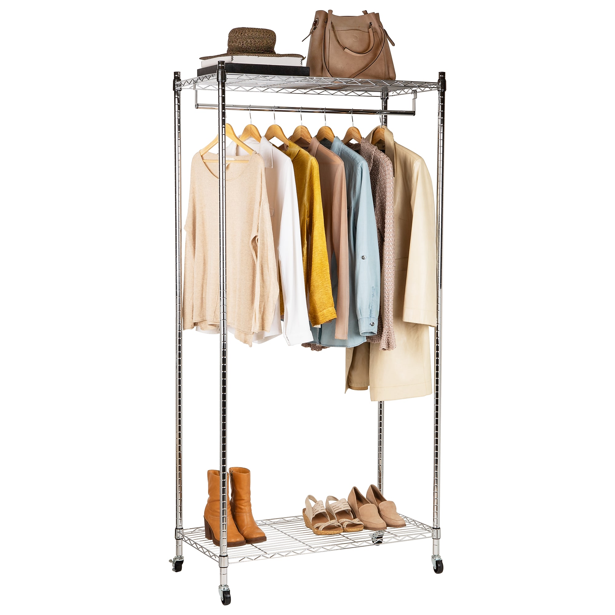 Mind Reader Metal Heavy Duty Rolling Garment Rack with Adjustable Bar, 73.75″ x 17.75″ x 35.5″, Silver (ROLLRACK-SIL) Sansujyuku sansujyuku.com