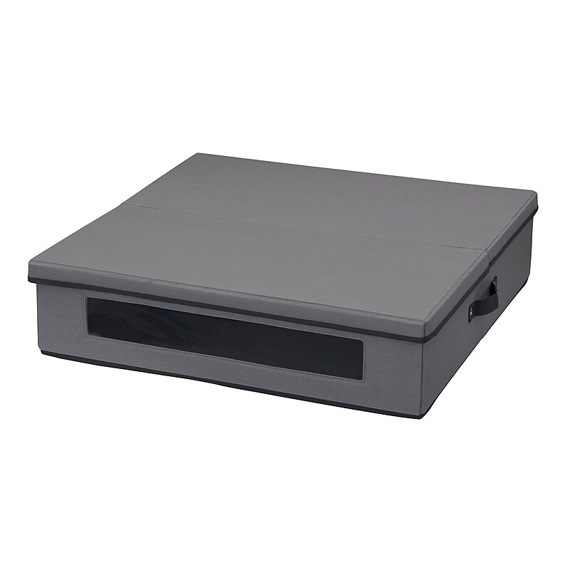 Household Essentials 74.8 Quart Wreath Storage Box with Lid, Fabric, Gray (52582-1) image 1