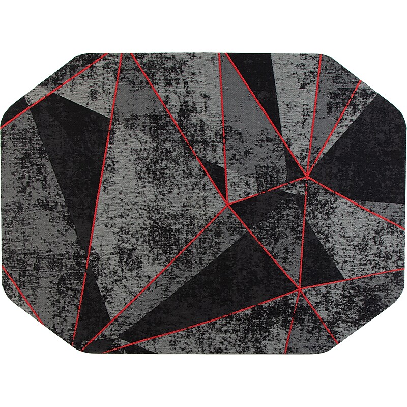 Anji Mountain Rug'd Cracked Ice Carpet & Hard Floor Chair Mat, 36" x 48", Gray/Red (AMB9103) image 1