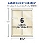 Avery Laser/Inkjet Multipurpose Labels, Ivory, 6 Labels/Sheet, 10 Sheets/Pack (94248-PIP10)~#|#~0A3E7104-169A-450C-9D064289EF3B1DF0_sc7