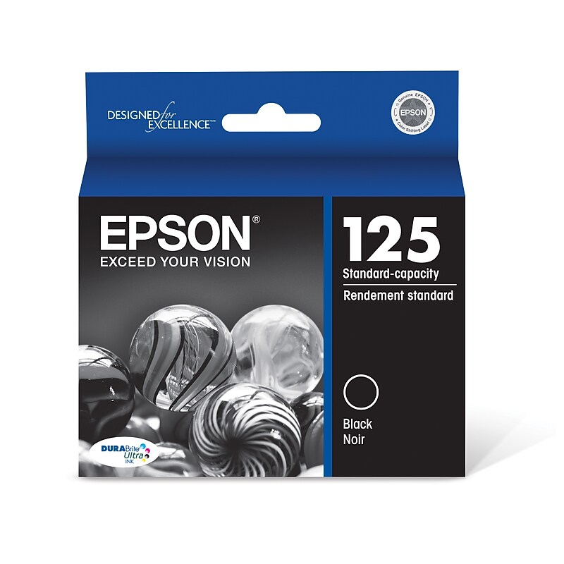 Epson T125 Black Standard Yield Ink Cartridge, Prints Up to 385 Pages (T125120-S) image 1