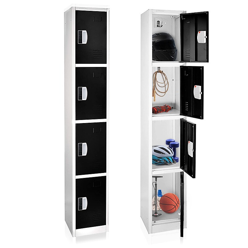 AdirOffice 72"H 4-Tier Black Storage Locker (ADI629-204-BLK-DL) image 1