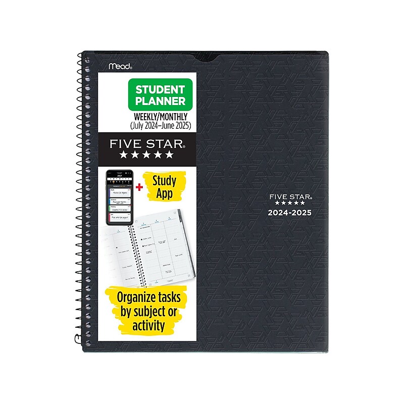 2024-2025 Five Star 8.5" x 11" Academic Weekly & Monthly Customizable Planner, Poly Cover, Assorted Colors (CAW651-00-25) image 1