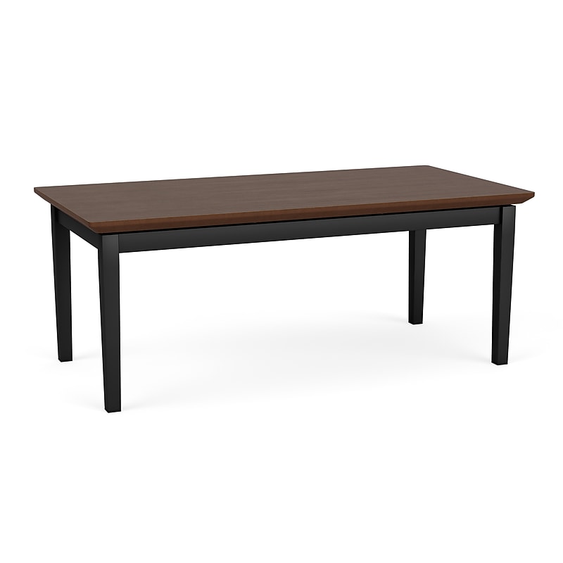 Lesro Amherst Steel 40"W x 20"D Laminate Coffee Table, Riftwood Walnut/Black (AS0840.SBK.TRW) image 1
