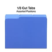 Staples File Folder, 1/3 Cut Tab, Letter Size, Blue, 100/Box (TR224527)