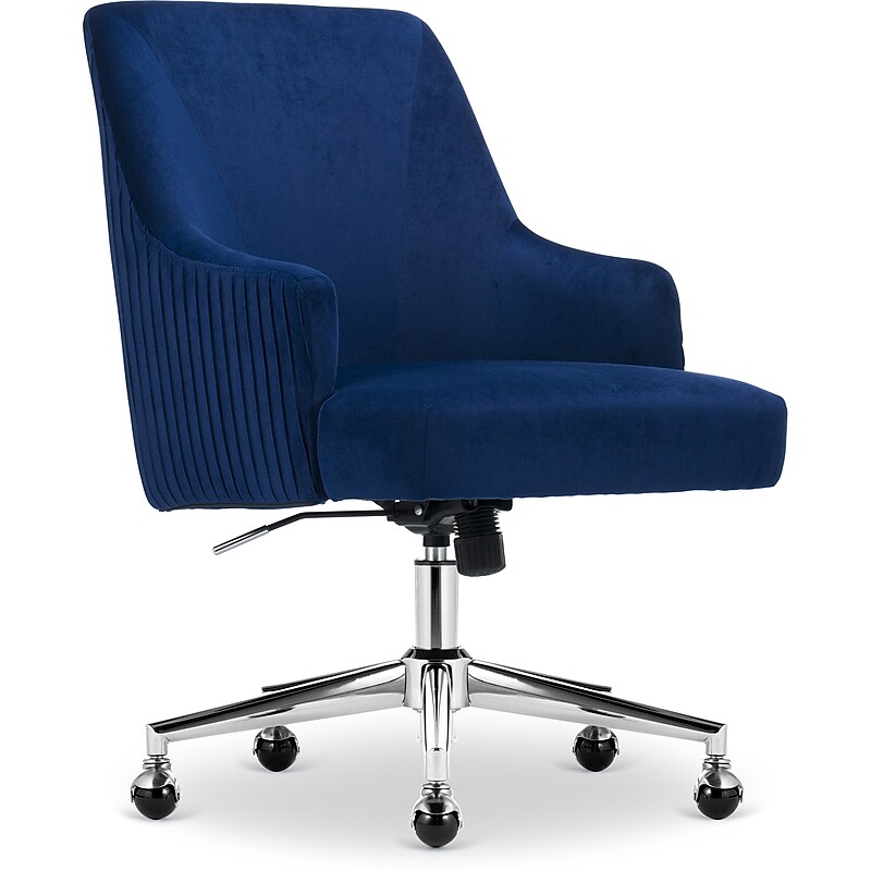 Serta Scarlett Ergonomic Velvet Swivel Computer and Desk Chair, Midnight Blue (CCHR10011C) image 1