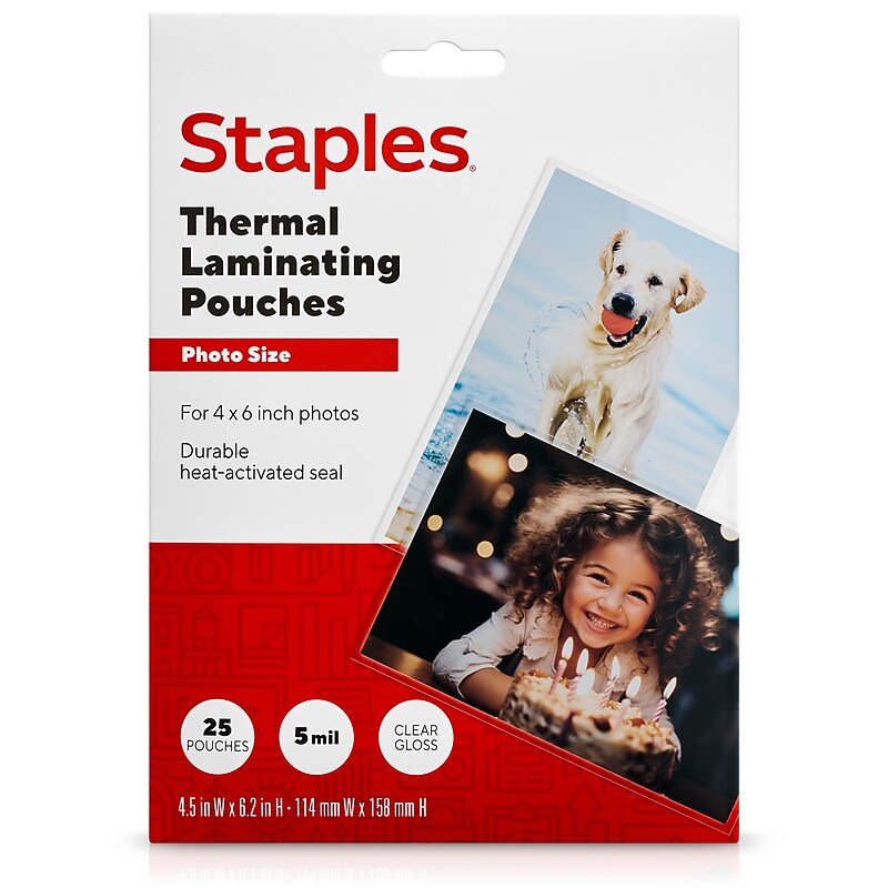Staples Thermal Laminating Pouches, Photo, 5 Mil, 25/Pack (5201004/5201007) image 1