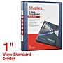 Staples 1" 3-Ring View Binder, D-Ring, Navy Blue (55418/26433)~#|#~0A791B84-0847-4B95-87F5D2C4DDB76E58_sc7