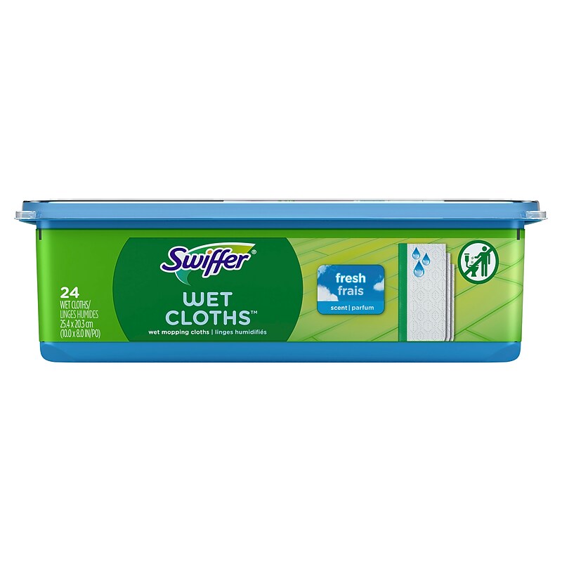 Swiffer Sweeper Wet Mop Cloths, Fresh Scent, White, 24/Pack, 6 Packs/Carton (35155) image 1
