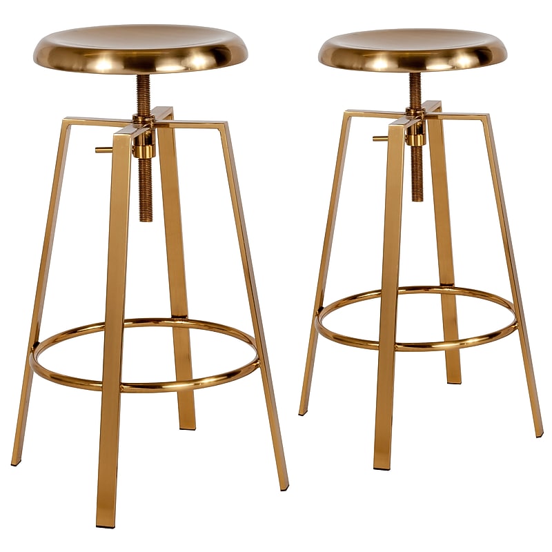 Flash Furniture Toledo Industrial Metal Barstool, Gold, 2-Pieces (2CH18107026SGLD) image 1