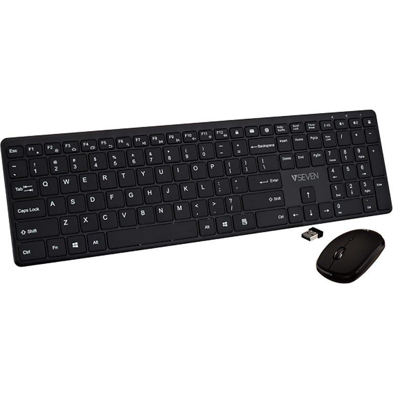 V7 Slim Wireless Keyboard and Optical Mouse Combo, Black (CKW550USBT) image 1