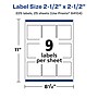 Avery Laser/Inkjet Square Removable Labels, 2.5" x 2.5", White, 225 Labels/Pack (94104)~#|#~0A81BA69-E854-48EB-B76C445BC98655FF_sc7