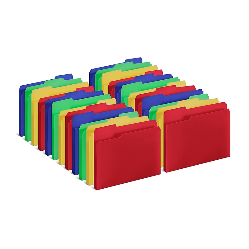 Staples Heavyweight Reinforced File Folders, 1/3-Cut Tab, Letter Size, Assorted Colors, 24/Pack (TR10741-CC) image 1