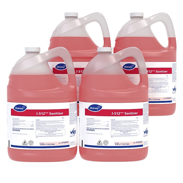 J-512 No-Rinse Disinfectant & Sanitizer, Unscented, 1 gal., 4