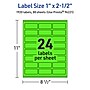 Avery Laser/Inkjet Multipurpose Rectangle Labels, 1" x 2.5", Neon Green, 1920/Box (94221)~#|#~0A976B09-FF9D-4175-80B26851223D9C33_sc7