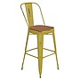 Flash Furniture Carly Indoor-Outdoor Bar Height Stool with Back, Yellow with Teak Seat (ET353430YLPL1T)~#|#~0A9B4BBE-65BB-4DA3-80333B75E07DEA79_sc7