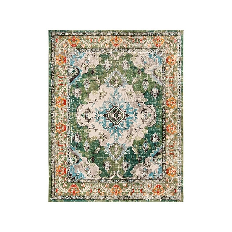 Safavieh Monaco Collection 9' x 12' Rectangle Indoor Area Rug, Machine Made, Forest Green/Light Blue (MNC243F-9) image 1