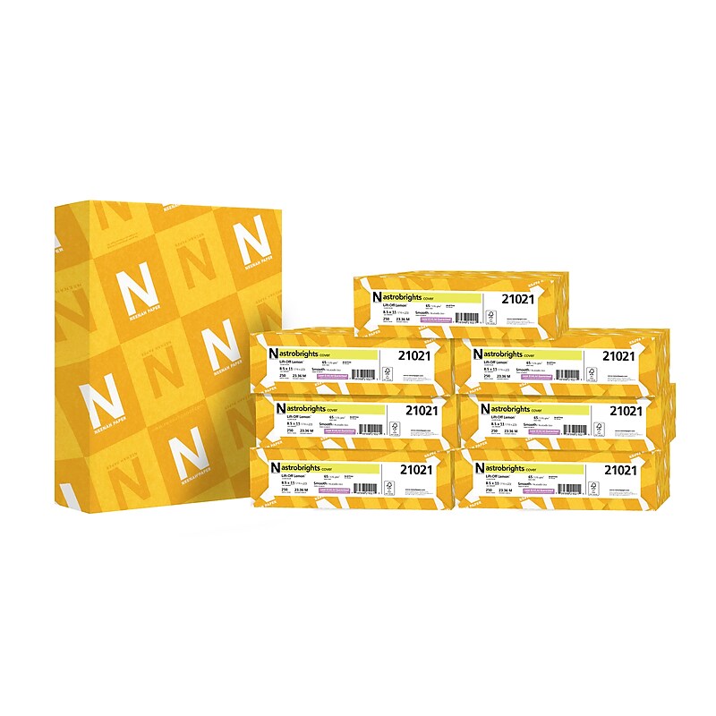 Astrobrights 65 lb. Cardstock Paper, 8.5" x 11", Lift-Off Lemon, 2,000 Sheets/Carton (21021/22831CT) image 1