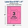 Avery Laser/Inkjet Multipurpose Labels, 5-7/8" x 4", Bright Pink, 240 Labels/Box (19479370799)~#|#~0AAC9A52-8BCC-45F3-B9B6802091E14132_sc7