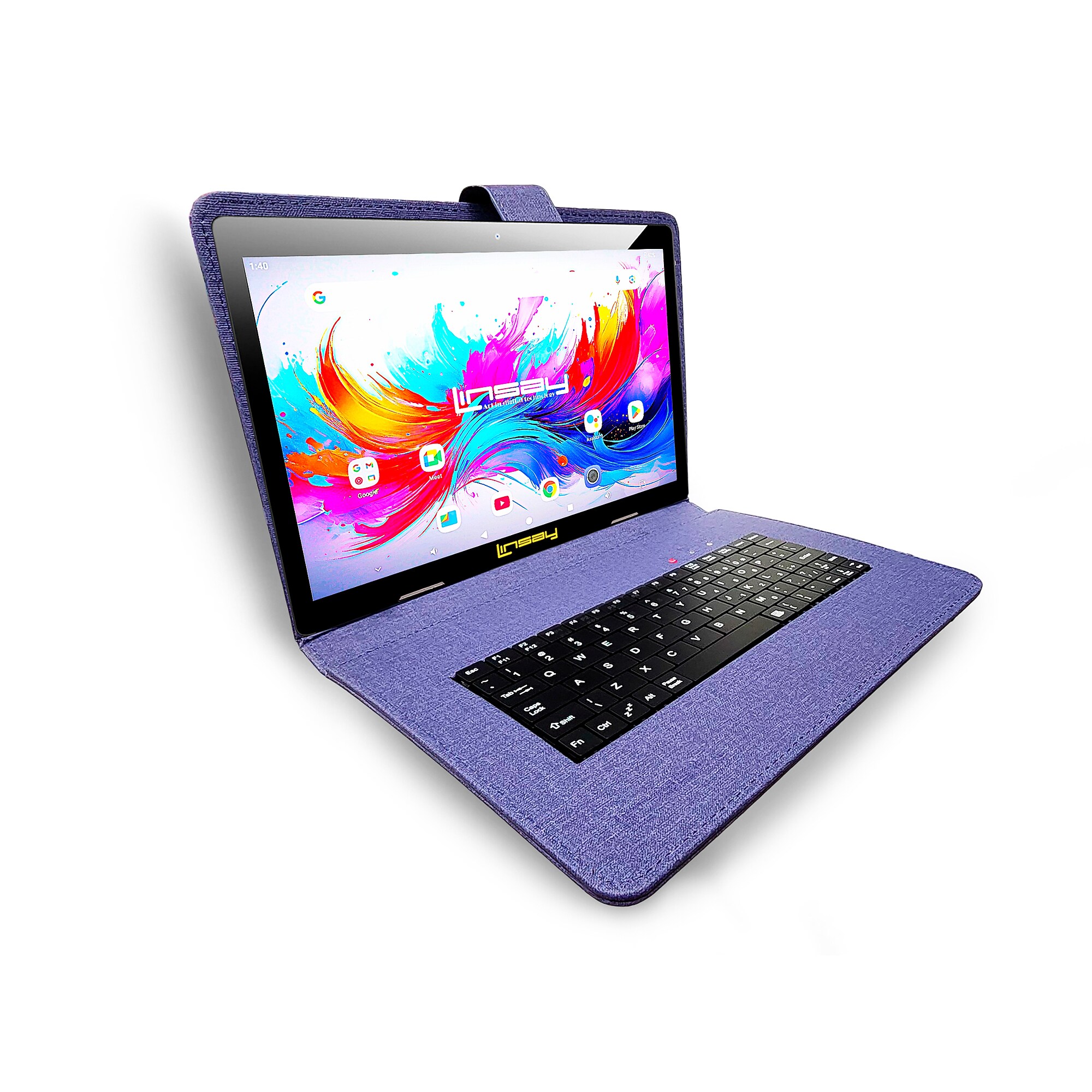 Linsay F10 Series 10.1″ Tablet, Wi-Fi, Octa Core, 256GB eMMC, Android 15, with Blue Cloth Keyboard Case, Backpack, & Stylus Pen Sansujyuku sansujyuku.com