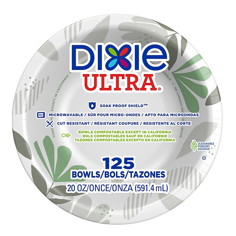 Dixie Ultra Pathways Paper Bowls, 20 oz., Multicolor, 500/Carton (SX20PATH) image 1