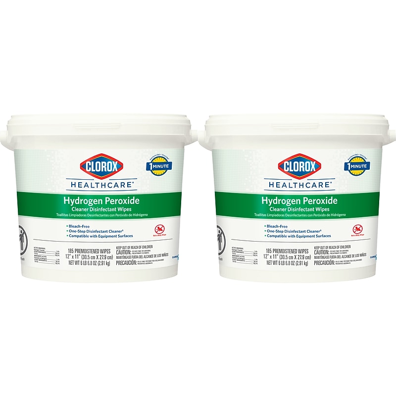 Clorox Healthcare Hydrogen Peroxide Cleaner Disinfectant Wipes, 185 Wipes/Container, 2/Carton (30826) image 1