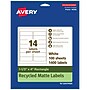Avery EcoFriendly Rectangle Labels, 1-1/3" x 4", Matte White, Laser/Inkjet, 1400 Labels/Pack (93401)~#|#~0ACAC78D-16A0-4CDE-A8FD7CA1327650DB_sc7