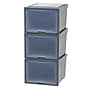 Iris Plastic Storage Bin With Sliding Door, Gray, 3/Pack (500109)~#|#~0AD023FA-1384-4919-B316B19D651DA9CB_sc7