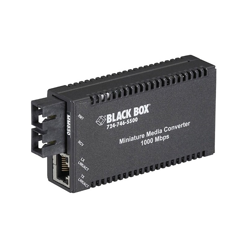 Black Box Multipower Gigabit Ethernet Media Converter, Copper to Multimode Fiber, 850nm, SC (LGC010A‑R2) image 1
