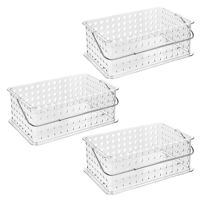 iDESIGN Medium Stackable Plastic Storage Bin, Clear, 3/Pack (29313M3) image 1