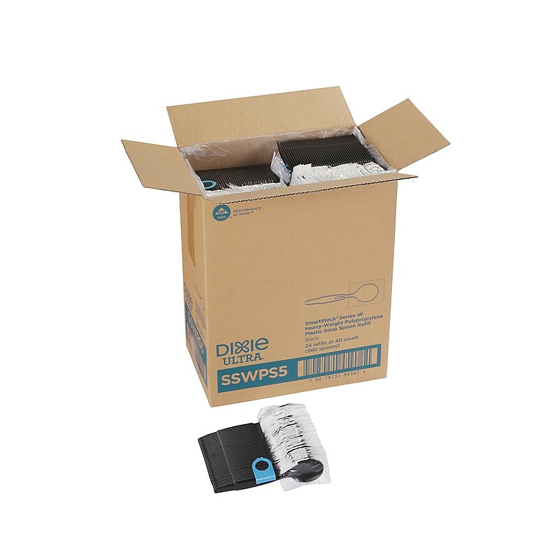 Dixie Ultra SmartStock Series-W Individually Wrapped Polypropylene Soup Spoon Refill, Heavy-Weight, Black, 960/Carton (SSWPS5) image 1